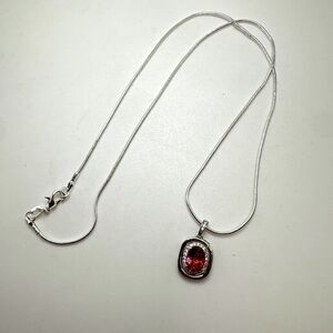 Stunning 8x6mm orange/pink mystic topaz in sterling silver pendant, necklace!